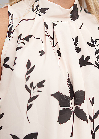 Cloud5ive Dames Top met all-over bloemenprint beige zwart