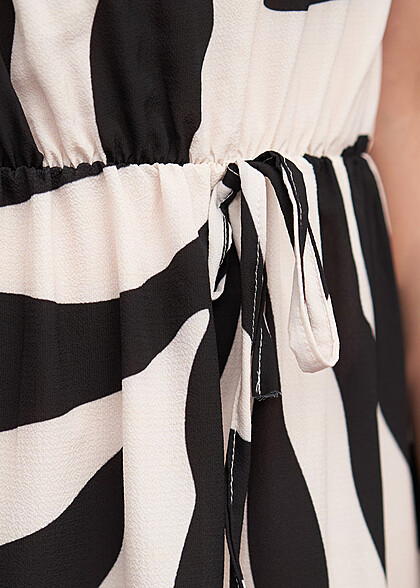Cloud5ive Dames Jurk met bandjes en all-over zebraprint beige zwart