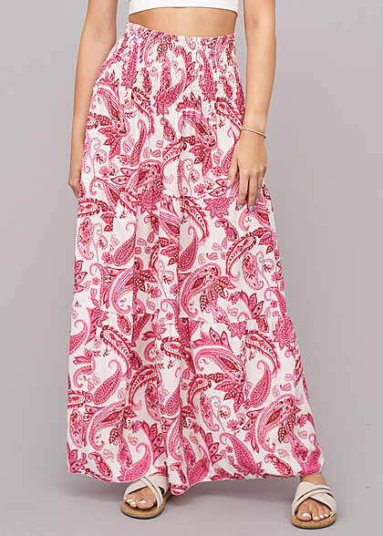 Cloud5ive Dames Maxirok met all-over paisleyprint roze