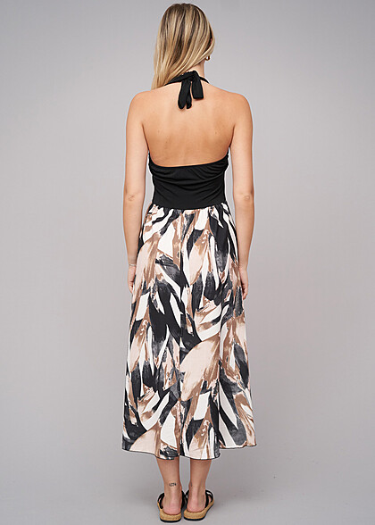 Cloud5ive Dames Halter maxijurk met zebraprint zwart multicolor