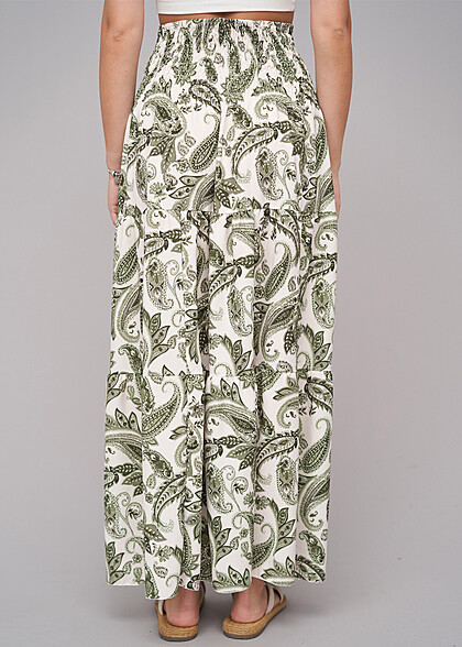 Cloud5ive Dames Maxi Rok met All-Over Paisley Print groen