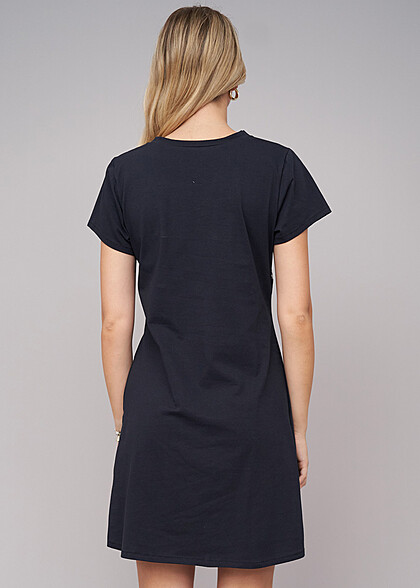 Cloud5ive Dames Jurk in Colorblock T-shirt-Design met Ronde Hals marineblauw