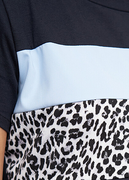 Cloud5ive Dames Jurk in Colorblock T-shirt-Design met Ronde Hals marineblauw