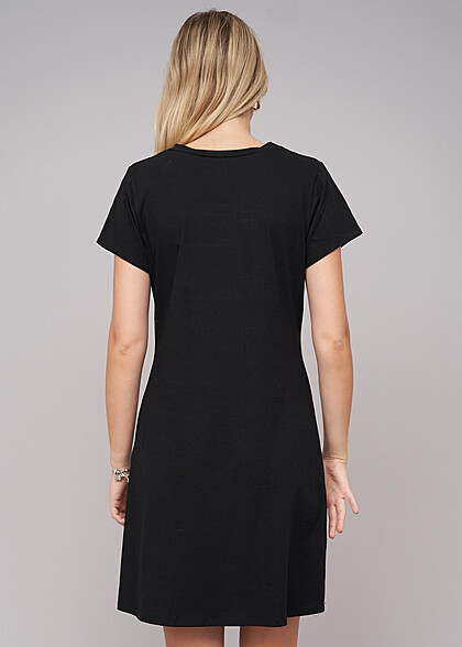 Cloud5ive Dames Jurk in Colorblock T-shirt-Design met Ronde Hals zwart
