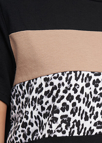Cloud5ive Dames Jurk in Colorblock T-shirt-Design met Ronde Hals zwart