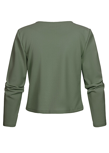 Cloud5ive Dames Cropped Blazer met 2 Ritszakken militair groen