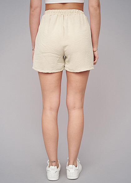 Cloud5ive Dames Musselin Shorts met Bindceintuur beige