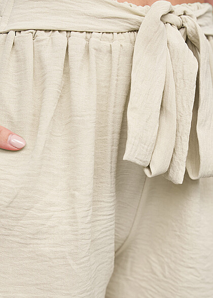 Cloud5ive Dames Musselin Shorts met Bindceintuur beige
