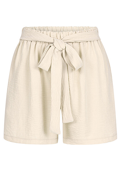 Cloud5ive Dames Musselin Shorts met Bindceintuur beige