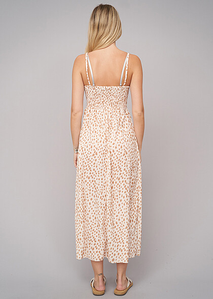Cloud5ive Dames Maxi-Jurk met All Over Dierenprint camel beige