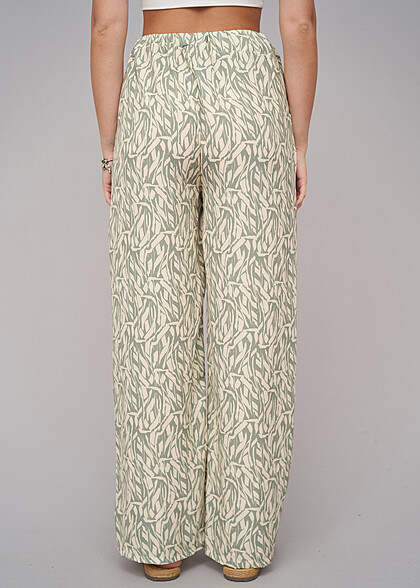 Cloud5ive Dames Zomerbroek met All Over Bladpatroon Print groen