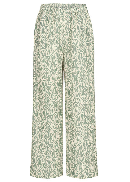Cloud5ive Dames Zomerbroek met All Over Bladpatroon Print groen