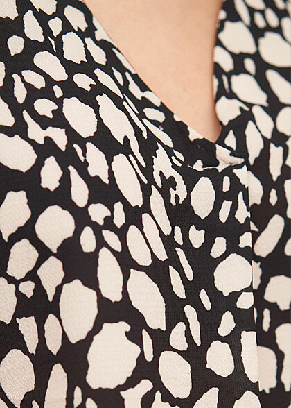 Cloud5ive Dames Top met V-Hals en All Over Dierenprint beige zwart