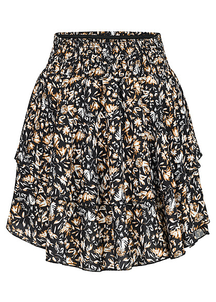 Cloud5ive Dames Stappenrok met All Over Ditsy Print zwart bruin