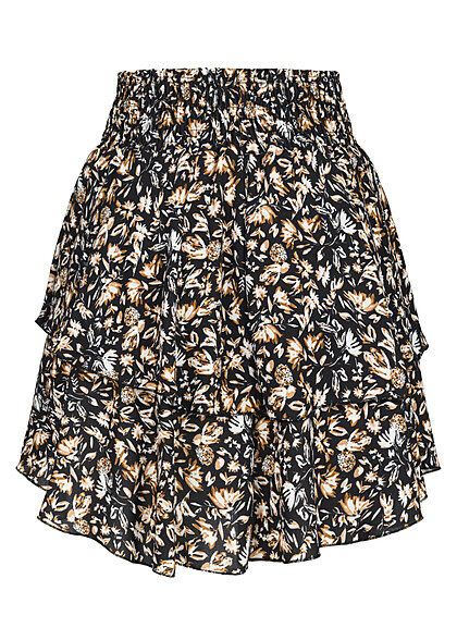 Cloud5ive Dames Stappenrok met All Over Ditsy Print zwart bruin