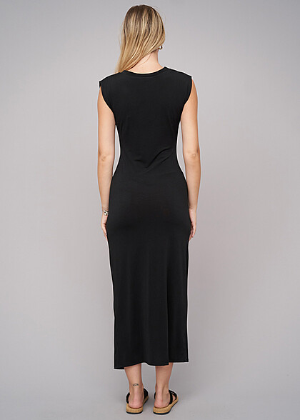 Cloud5ive Dames Maxi Jurk met Zijsplit zwart