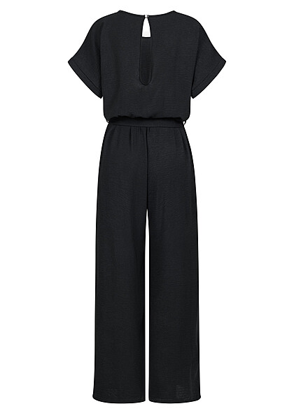 Cloud5ive Dames Jumpsuit met Bindceintuur en Split Achteraan zwart
