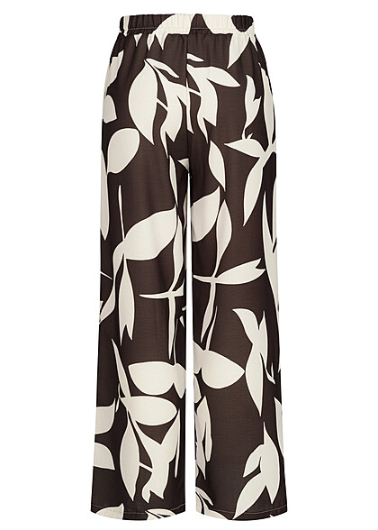 Cloud5ive Dames Zomerbroek met Bindceintuur en All Over Bloemen Print beige bruin