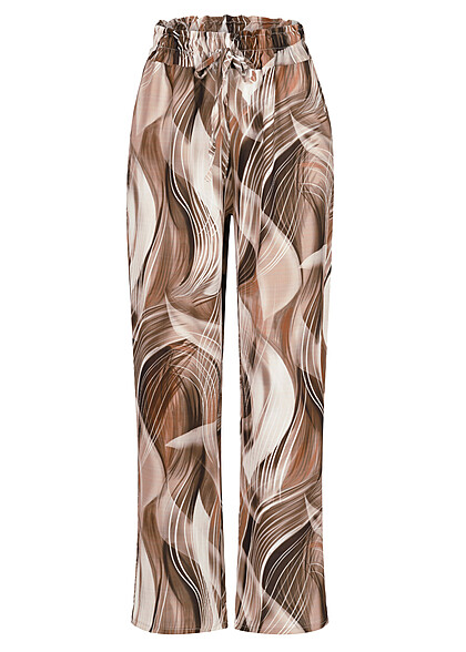Cloud5ive Dames Zomerbroek met All Over Abstract Print bruin