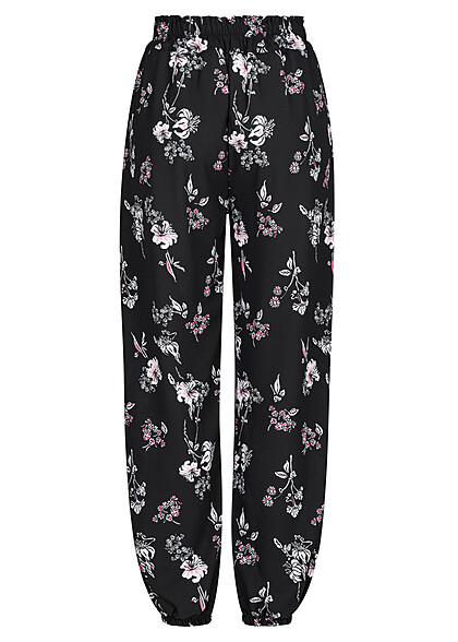 Cloud5ive Dames Zomerbroek met All Over Bloemen Print zwart