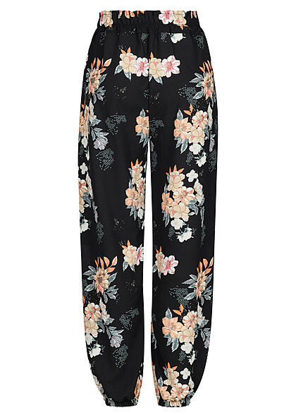 Cloud5ive Dames Zomerbroek met All Over Bloemen Print zwart