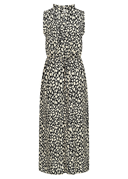 Cloud5ive Dames Maxi Jurk met All Over Dierenprint beige zwart