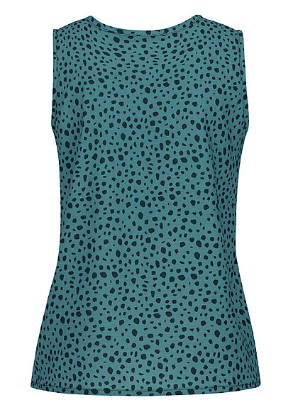 Cloud5ive Dames Top met V-Hals en All Over Dierenprint zwart groen