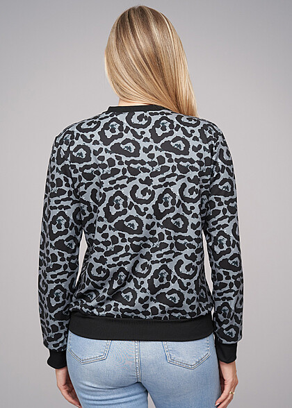 Cloud5ive Dames Blouson Bomberjack met Luipaard Print zwart groen
