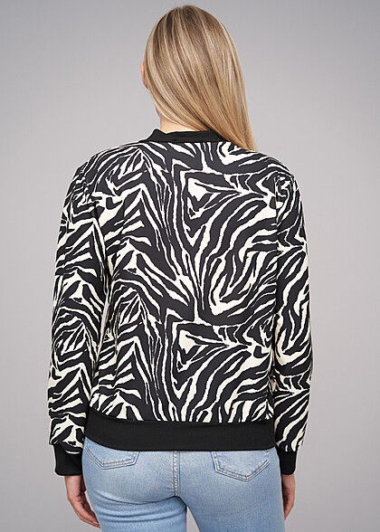 Cloud5ive Dames Blouson Bomberjack met Zebra Print zwart beige