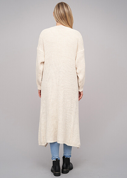 Cloud5ive Dames Grofgebreide Longform Cardigan beige