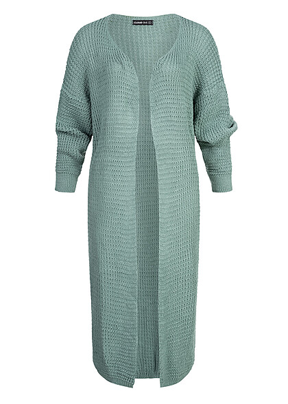 Cloud5ive Dames Grofgebreide Longform Cardigan groen