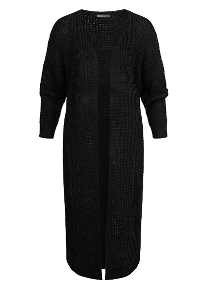 Cloud5ive Dames Grofgebreide Longform Cardigan zwart