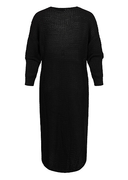 Cloud5ive Dames Grofgebreide Longform Cardigan zwart