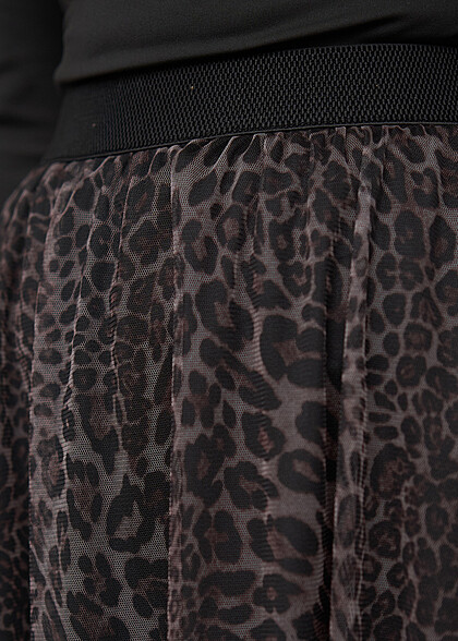 Cloud5ive Dames Longform Rok 2-laags met Luipaard Print zwart