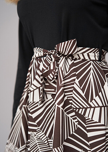 Cloud5ive Dames Lange Mouw Jurk met Bloemen Print zwart bruin