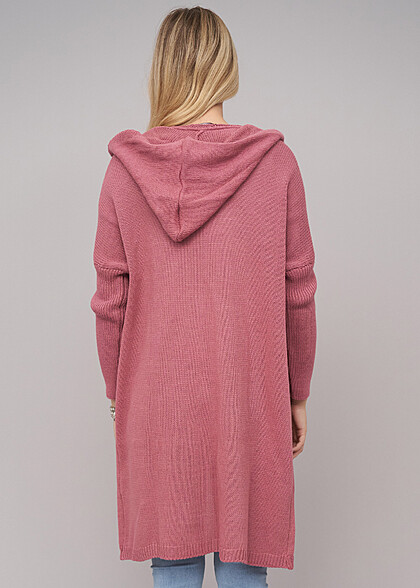 Cloud5ive Damen Longform Cardigan mit Kapuze nostalgia rose