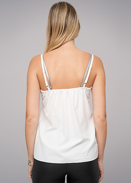 Cloud5ive Damen Träger Top mit Spitze weiss