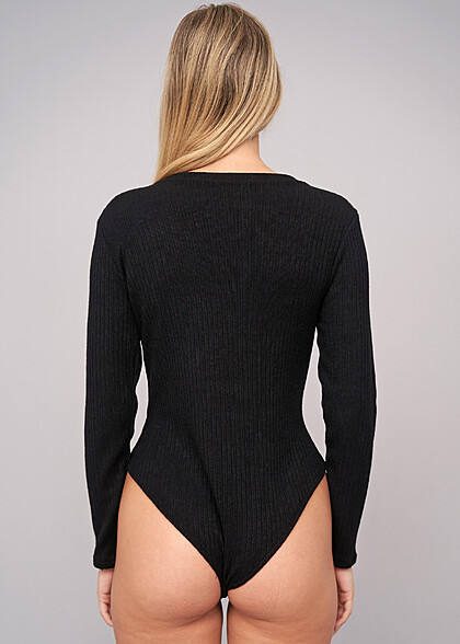 Cloud5ive Damen Rip Body mit Rundhals schwarz