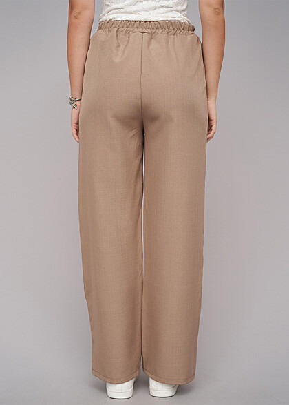 Cloud5ive Damen Weite Stoffhose mit 2-Pockets camel brown