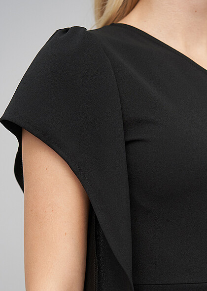 Cloud5ive Damen One-Shoulder Kleid schwarz