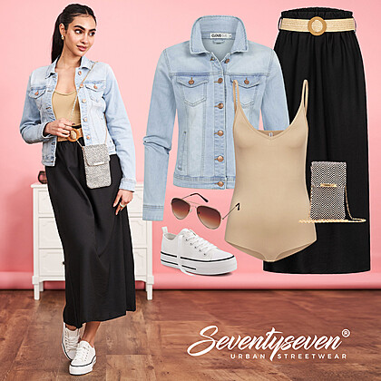 Frisse maxirokstijl Outfit 27201